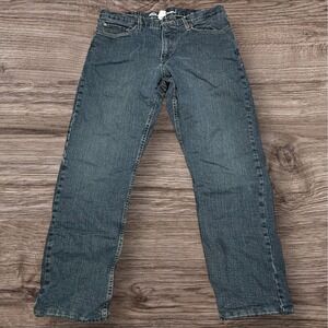 Eddie Bauer Mens Fleece Lined Denim Blue T36x30 (A34x27) Jeans Straight Fit